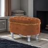 KWPZQEB 29.5" Ottoman with Storage, Storage Ottoman Bench with Button-Tufted & Fringe, Upholstered End of Bed Ottomans, Modern Entryway Bench - 2 of 4
