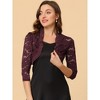 Allegra K Women's Elegant Ruffle Collar Sheer Floral Lace Crop Shrug - 2 of 4