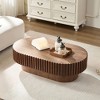 Gulches Modern Handcraft Drum Coffee Table - Oval Ellipse Table with Sturdy Pedestal for Living Room Bedroom, Easy Assembly - 3 of 4