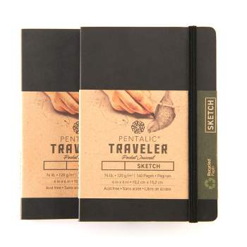 Pentalic - 4"x 6" Traveler Pocket Sketching Journal - 2 pack, Black