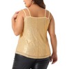 Agnes Orinda Women's Plus Size Sequin Metallic Sparkle Sleeveless Spaghetti Strap Party Prom Camisole - 4 of 4