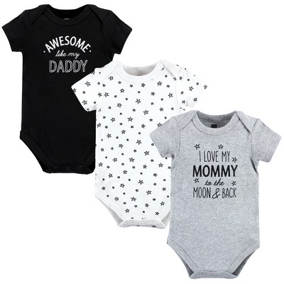 Image of Hudson Baby Infant Boy Cotton Bodysuits, Mom Dad Moon Back, 6-9 Months