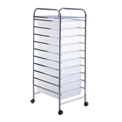 Costway 10 Drawer Rolling Storage Cart Scrapbook Paper Office School Organizer Clear