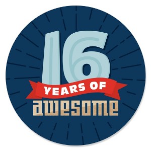 Big Dot of Happiness Boy 16th Birthday - Sweet Sixteen Birthday Party Circle Sticker Labels - 24 Count - 1 of 4