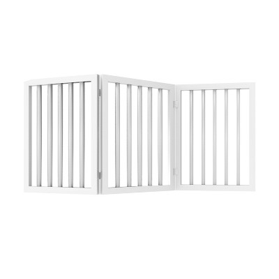 White 3-Panel Freestanding Plastic Pet Gate for Stairs and Doorways
