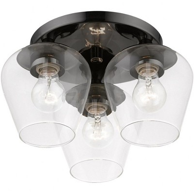 Willow 3-Light Black Chrome Flush Mount with Clear Glass Bowl