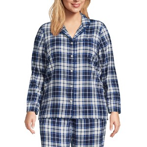 Lands' End Women's Long Sleeve Print Flannel Pajama Top - 1 of 4