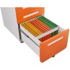 Compact 3-drawer mobile file cabinet with rounded edges¡ªfeatures 5 anti-tip wheels, cold-rolled steel construction. - 3 of 4