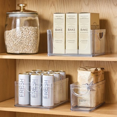 iDesign Stackable Pantry Storage Bin with Handles, Set of 4, Clear, Made in USA