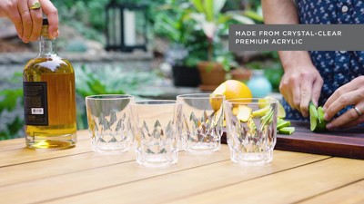 Viski Shatterproof Clear Acrylic Double Old Fashioned Glasses Set of 4