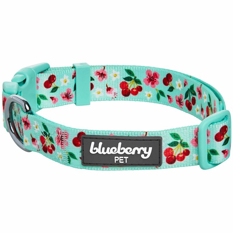 Blueberry Pet Cherry Garden Dog Collar with Dainty Flowers, 1 of 5