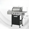 DSVIMOY Outdoor Grill with Two Shelves, Lid, Wheels and Bottle Opener, Grill for Backyard, Black & Silver, 44.8"*13.3"*39.3" - 3 of 4