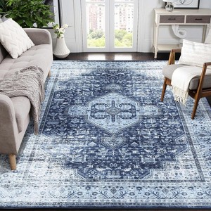 Washable Runner Rug – Low Pile, Non-Slip Vintage Carpet for Kitchen, Entryway, Hallway, Laundry Room, or Bathroom - 1 of 4