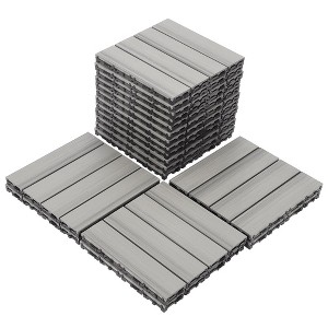 18 Pack Co-Extruded Wood Plastic Interlocking Deck Tiles,12"x12" Patio Floor Decking Tiles, Maintance Free, Antique Wood Color - 1 of 4