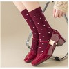 Anna-Kaci Women's 4 Pairs Knit Socks with Polka Dot Pattern Ribbed Cuffs Soft Stretch Fabric - 4 of 4