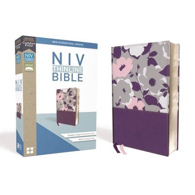 NIV, Thinline Bible, Imitation Leather, Purple, Red Letter Edition - by  Zondervan (Leather Bound)