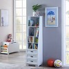 TOAOTBNBO Tall Bookcase with 3 Drawers, Narrow Bookshelves with Storage Cabinet, Open Display Book Shelf for Living Room, White - 3 of 4