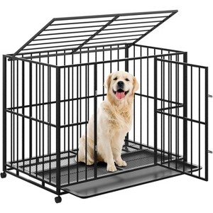 Heavy-Duty Escape-Proof Dog Crate with wheels & removable tray. Indestructible, stackable for medium/small high-anxiety dogs. - 1 of 4