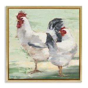 Stupell Industries Farmhouse Chickens Hens Painting Floating Frame Canvas Art - 1 of 4