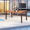 Tangkula Natural Outdoor Acacia Wood Table Patio Rectangular Dining Table w/ Umbrella Hole - 2 of 4