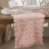 Saro Lifestyle 72" x 16" Cotton Fringed Chevron Table Runner Pink - 3 of 3