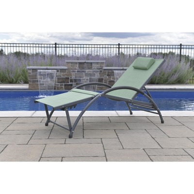 Olive Grove Aluminum Chaise Lounger with Cushions and Arms