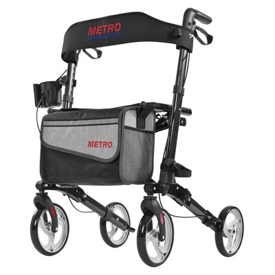 Metro Mobility Lightweight Rollator Walkers with 8 Inch Big Wheels,Foldable Rolling Walker with Seat,Drive Walkers for Seniors