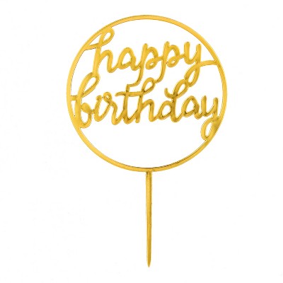 O'creme Gold 'happy Birthday' In Heart Cake Topper : Target