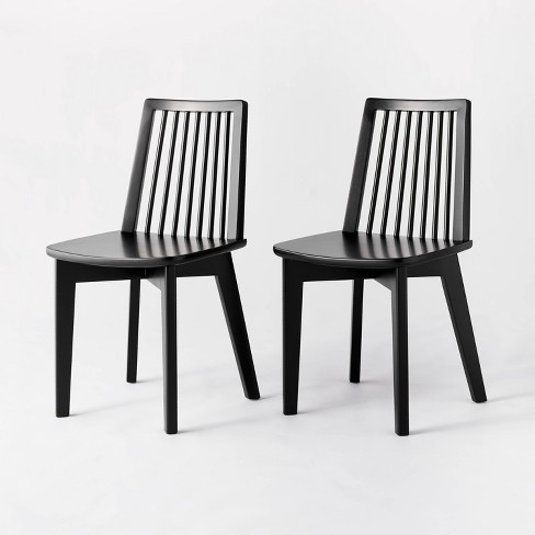 2pk Linden Modified Windsor Wood Dining, Black Wooden Windsor Dining Chairs