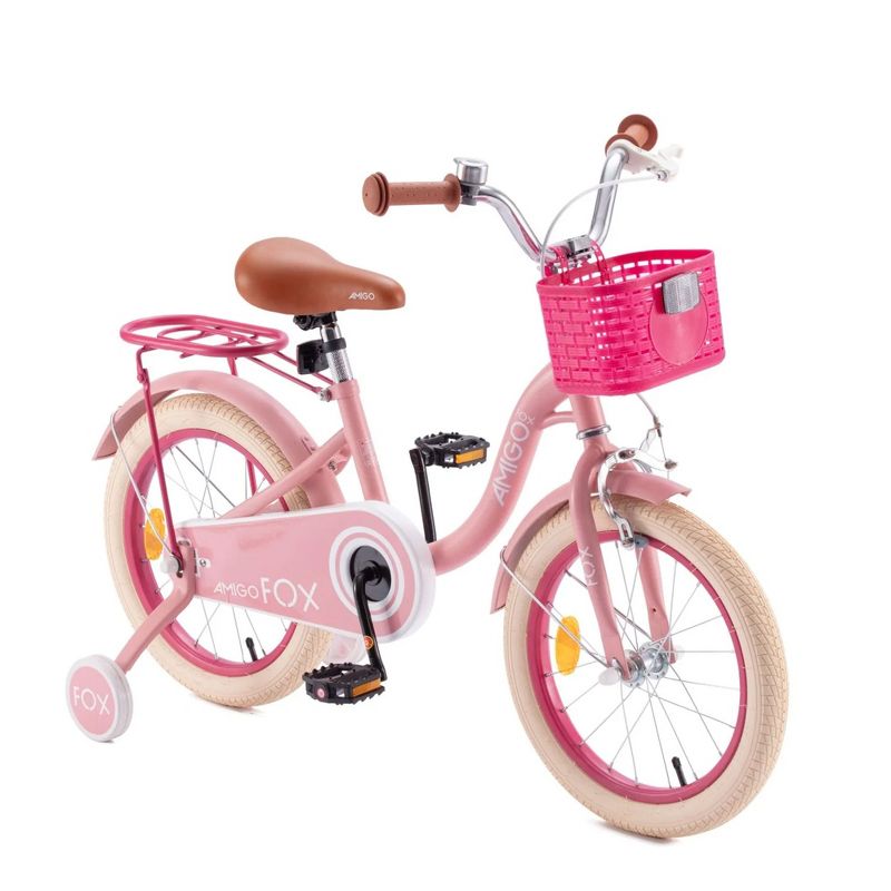 RoyalBaby Amigo Fox Kids Lightweight Bike with Training Wheels, Stable Pneumatic Tires, and Kickstand for Sports and Outdoor Recreation, Pink, 1 of 7