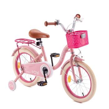 RoyalBaby Amigo Fox Kids Lightweight Bike with Training Wheels, Stable Pneumatic Tires, and Kickstand for Sports and Outdoor Recreation, Pink
