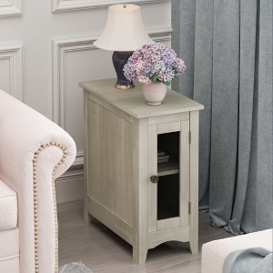 Hrinhom 21.7"W Side Table,Accent Cabinet with Shelf - 1 of 4