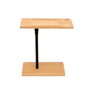 TiramisuBest C-Shaped Adjustable Bamboo Sofa Table, Oval & Rectangle End Table for Living Room, Bedroom & Office - 1 of 4