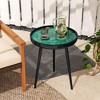 Costway 16" Round End Table Mid-century Modern Coffee Table with Sea Shell Decoration Brown/Green - 4 of 4