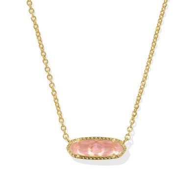 Kendra Scott Eva Pendant Necklace - Iridescent Light Peach Illusion: 14K Gold Over Brass, Lobster Claw Clasp