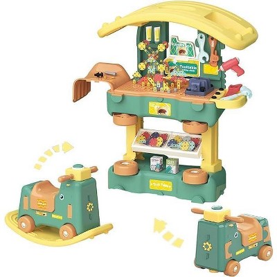 3-in-1 Kids Rocking Horse & Scooter with Medical Play Kit - Multifunctional Toddler Toy, ABS Plastic, Role-Play Doctor Set, US Safety Certified