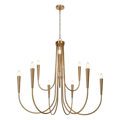 LNC Ceniprimo 9-Light 41.3" Candle Tiered Modern Oversized Chandelier,Polished Gold