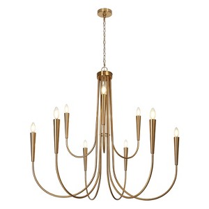 LNC Ceniprimo 9-Light 41.3" Candle Tiered Modern Oversized Chandelier,Polished Gold - 1 of 4