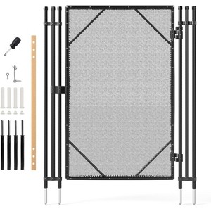 Real Relax Pool Fence Gate, 4×2.5 ft Pool Fence Door for Inground Pools with Lock, Welded Frame with 350GMS Teslin Mesh, Black - 1 of 4