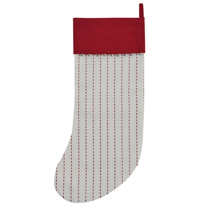 Park Designs Peppermint White with Red Stitched Stripes Stocking Set of 2, 1 of 5
