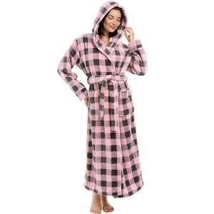 ADR Plush Fleece Women's Robe, Long Hooded Women's Bathrobe, Soft Cozy Women's Bath Robe & Plus Sizes - 1 of 4