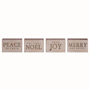 Transpac Buffalo Check Block Set of 4 Christmas Home Decorations Freestanding Tabletop Signs for Holiday Decor - 1 of 1