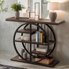 Hommoo 39" Console Table with Circle Base Dark Brown - 3 of 4