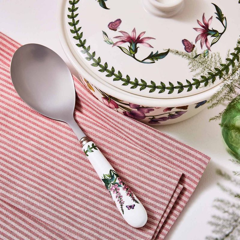 Portmeirion Botanic Garden Serving Spoon, 10 Inch Serving Spoon with Porcelain Handle, Foxglove Motif, Made from Stainless Steel and Porcelain, 2 of 6