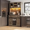 72'' Farmhouse Coffee Bar Cabinet with Power Outlet, Large Kitchen Hutch with 3 Drawers and Wine Glass Rack - 2 of 4