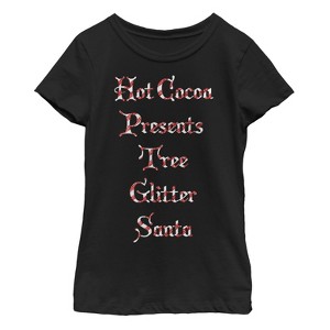 Girl's Lost Gods Christmas Candy Cane List T-Shirt - 1 of 3