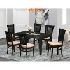 HomeStock 7-Piece Rectangle Black Finish Solid Wood Top Dining Table with 6-Chairs with Butterfly Leaf Slat Back - 2 of 4