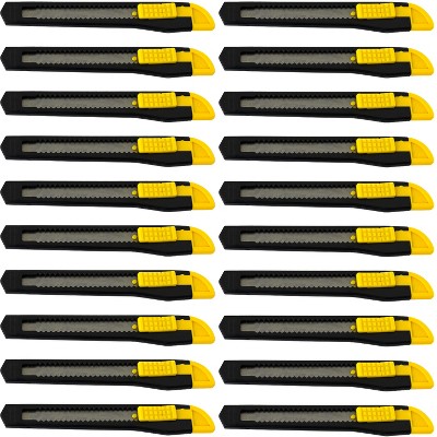MotoProducts Bulk 5" Box Cutters Black with Snap-Off Blades and Safety Locks