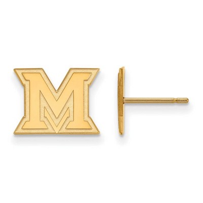 Black Bow Jewelry 14k Yellow Gold Miami Redhawks NCAA Post Earrings