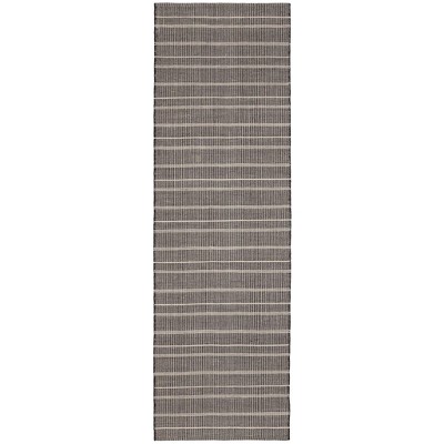 Samson Black and White Striped Synthetic 2' x 3' Handmade Rug